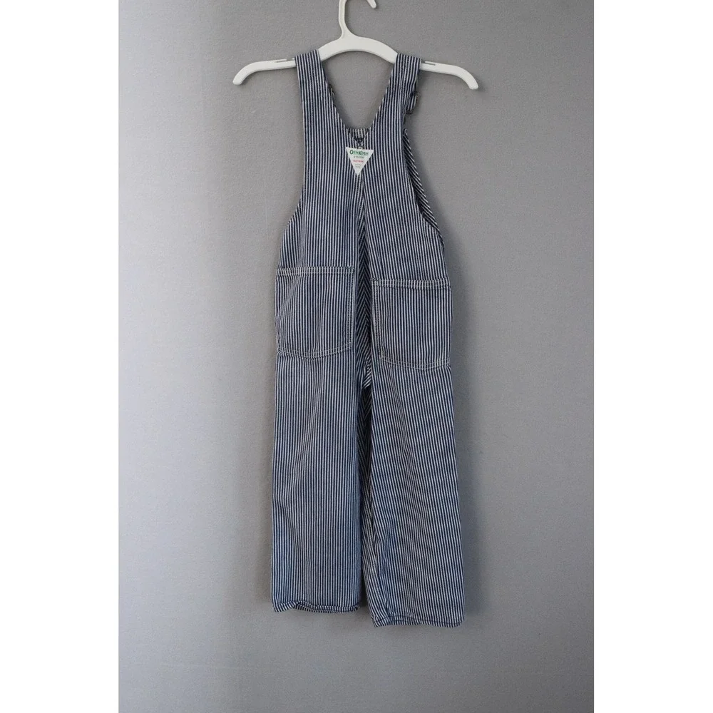 OshKosh B'gosh Overall Hickory Stripe Blue White Vestbak Kids Vintage Sanforized